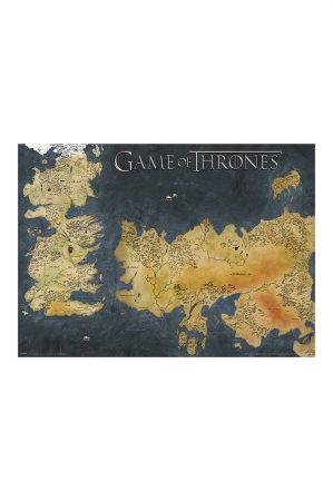Game of Thrones, Westeros And Essos Antique Map Metallic Poster