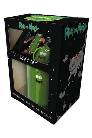 Rick And Morty, Pickle Rick Mug, Coaster & Keychain Set