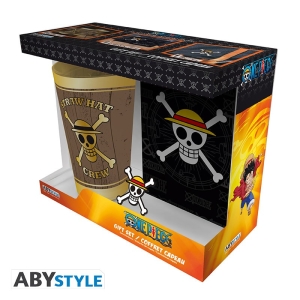 One Piece -  Totenkopf XXL Glas, Pin und Notizbuch Geschenkset