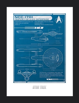 Star Trek - U. S. S. Enterprise Plan gerahmtes Bild