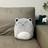 Cushion, Mochi Katze vertikal Plüsch grau