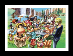 One Piece - Hot Dog Party gerahmtes Bild