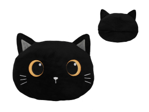Cushion, Mochi Katze heizbar Plüsch schwarz