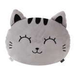 Cushion, Mochi Katze Kopf Plüsch 35cm grau