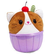 Kawaii Katze im Eisbecher braun, weiß Plüsch 25cm