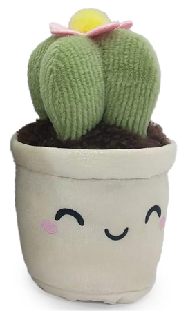 Kaktus mit Blume im weißen Topf Plüsch 30cm