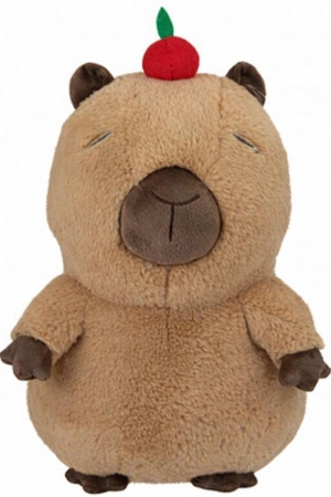 Capybara mit Apfel hellbraun Plüsch 30cm