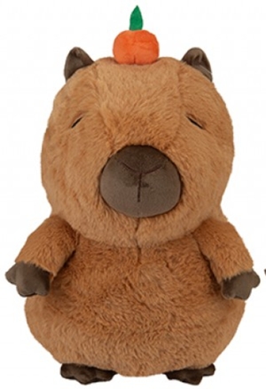 Capybara mit Orange dunkelbraun Plüsch 30cm
