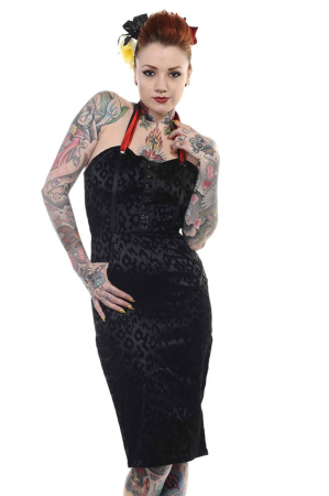 Banned, Pencil Dress Black With Red