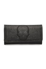 Loungefly, Black-On-Black Lattice Skull Wallet