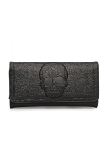 Loungefly, Black-On-Black Lattice Skull Wallet