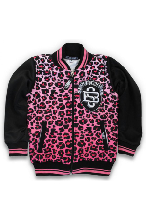 Six Bunnies, Leopard Kids College Jacket [Black|Pink]